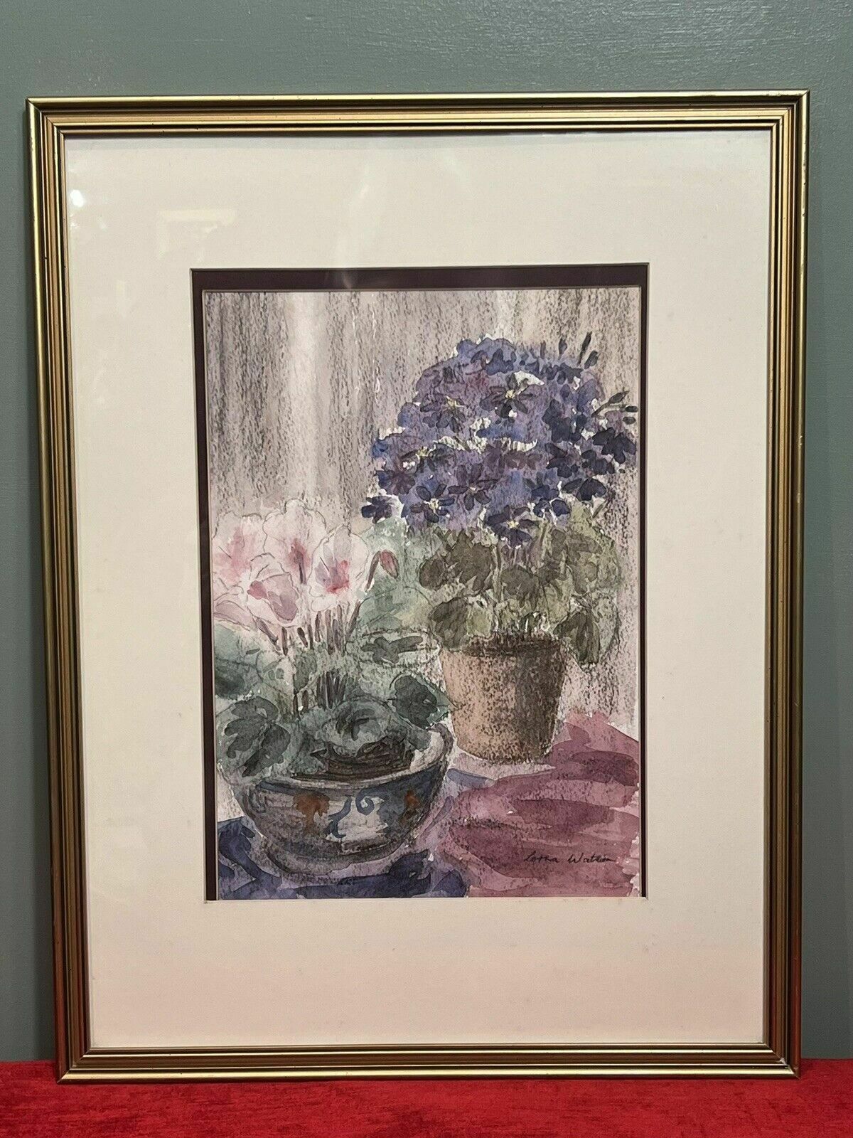 20th Century Botanical Stil Life Watercolour Painting By Artist Lorna Watson photo for sale