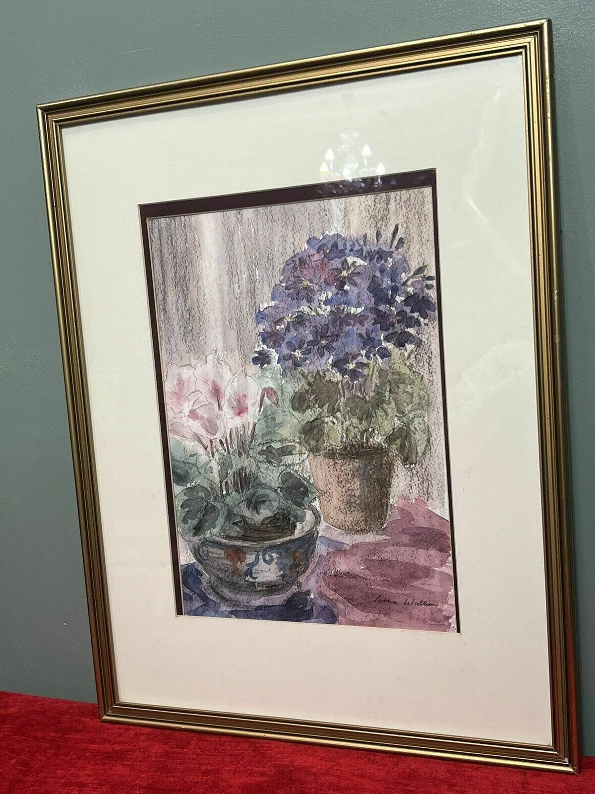 20th Century Botanical Stil Life Watercolour Painting By Artist Lorna Watson photo Art