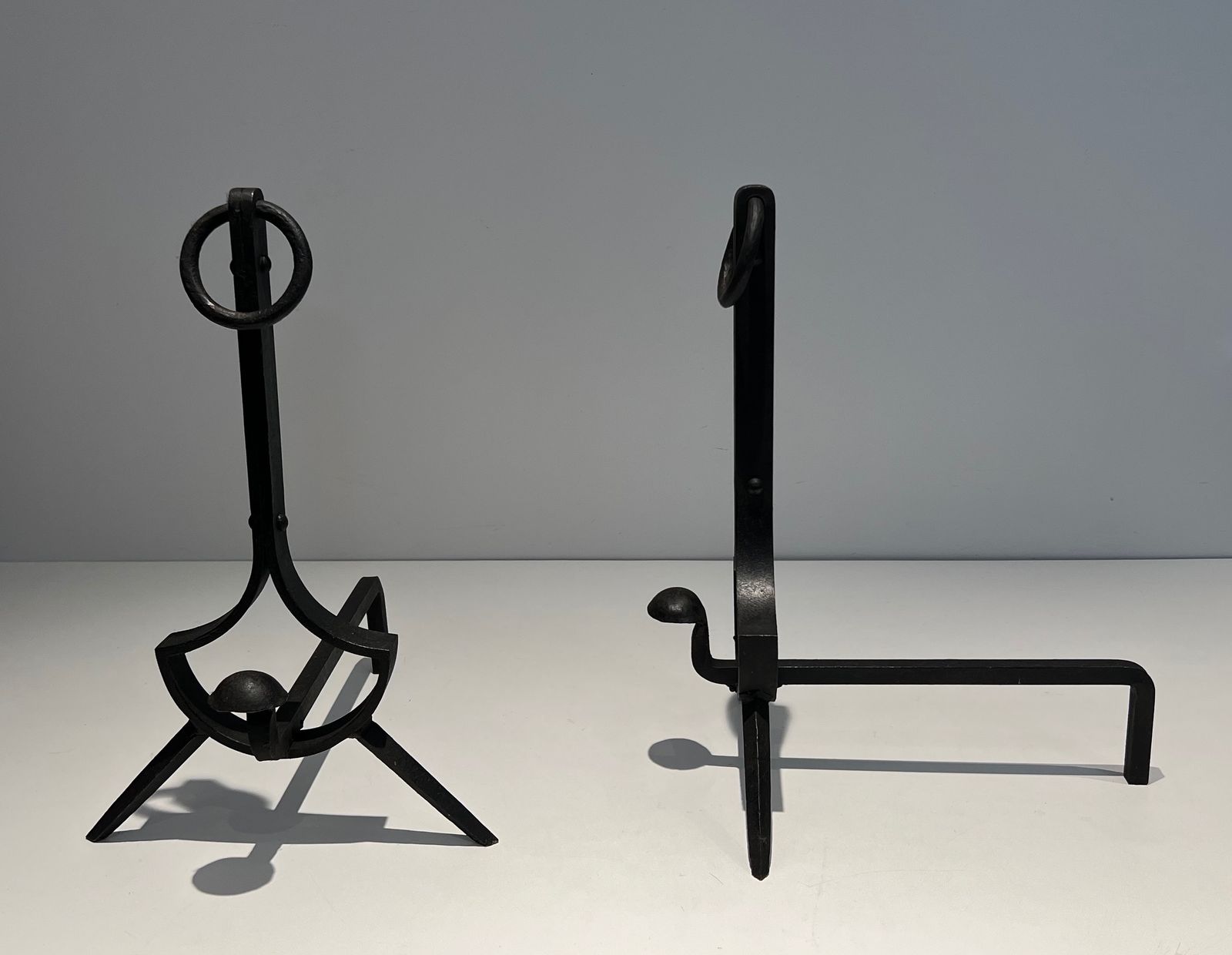 Pair Of Modernist Wrought Iron Andirons photo 980.0