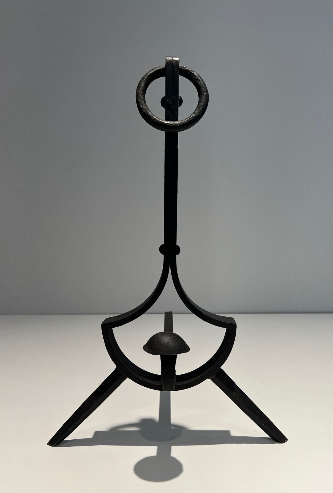 Pair Of Modernist Wrought Iron Andirons photo vinterior