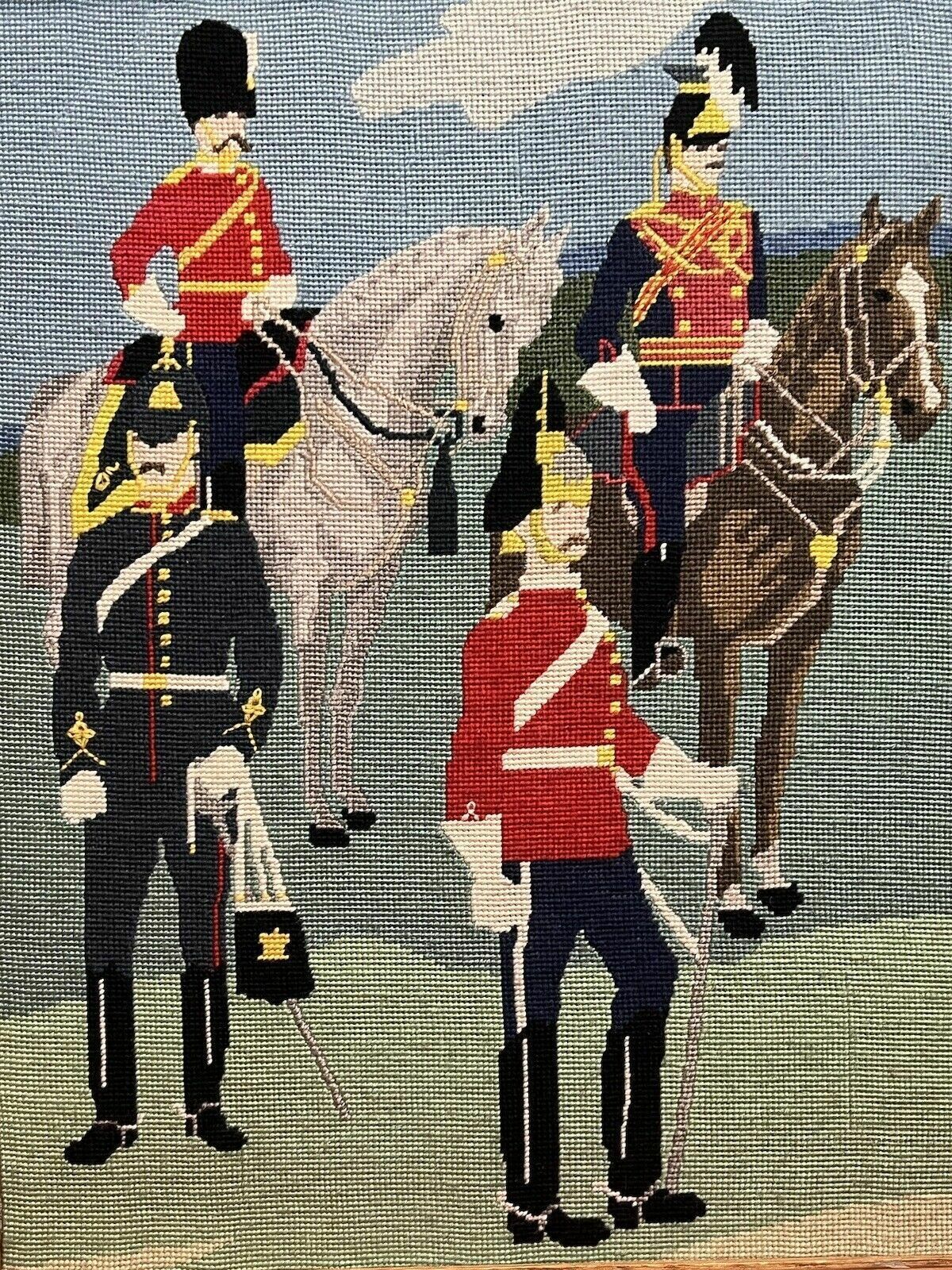 Historic British Royal Household Cavalry Guards Tapestry Showpiece photo vinterior