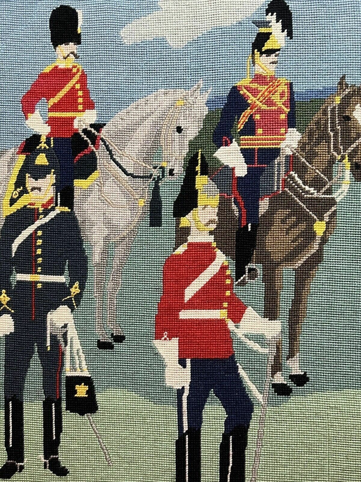 Historic British Royal Household Cavalry Guards Tapestry Showpiece photo vintage