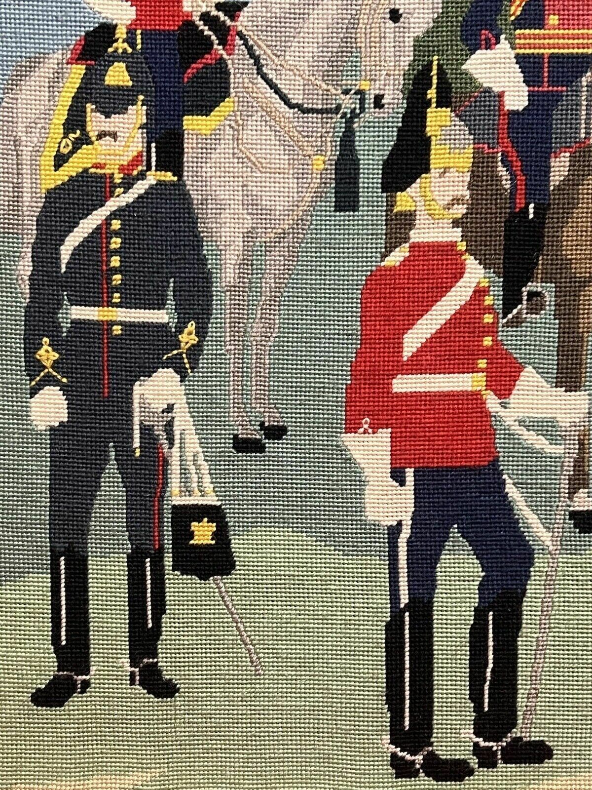 photo vintage Historic British Royal Household Cavalry Guards Tapestry Showpiece