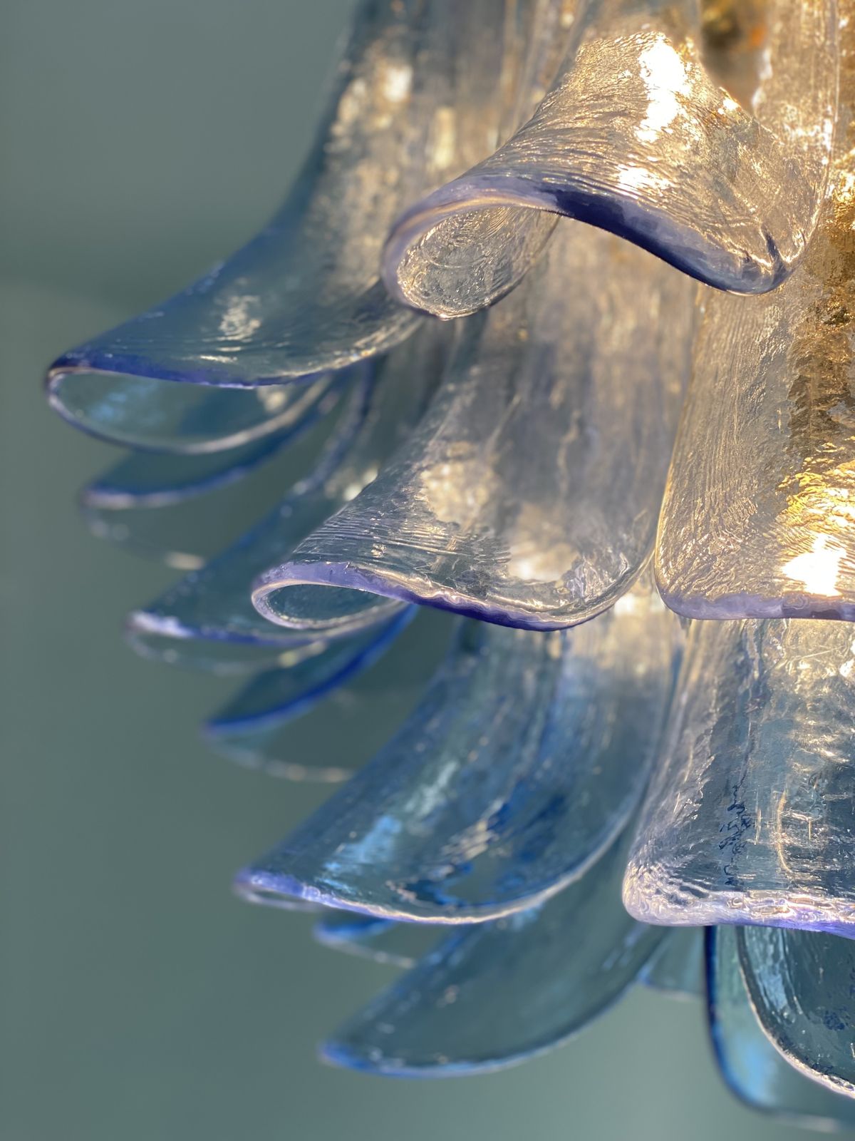 Lighting Contemporary Blue “Selle” Murano Glass Chandelier photo