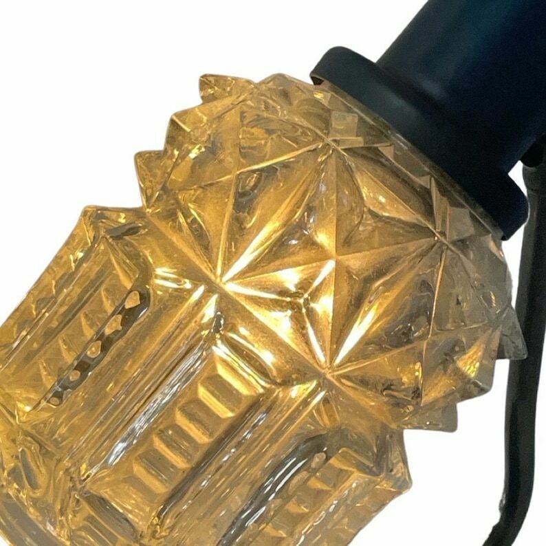 Approx. 1950   Night Lamp Or Desk Lamp   Rewired   Blue Metal Base And Pressed Glass Shade photo buy