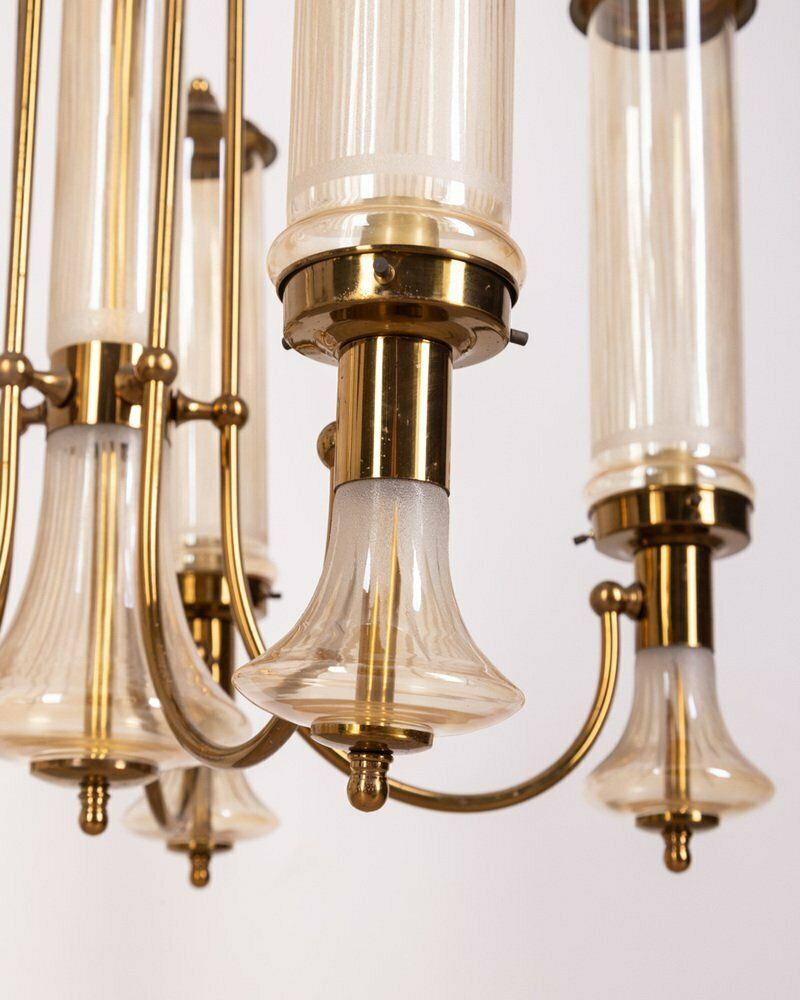 Brass And Glass Chandelier, Japan, 1960s photo vinterior