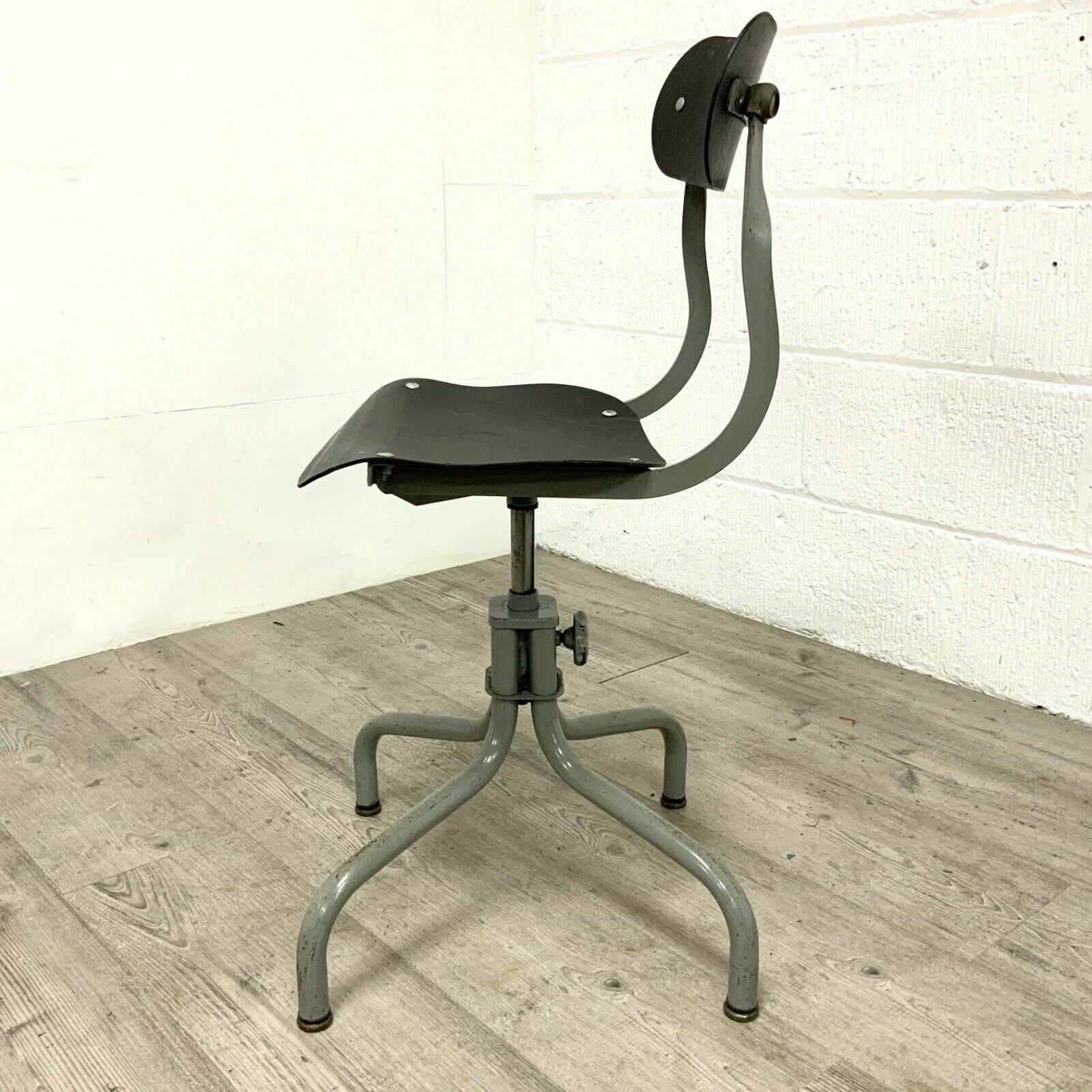 Vintage Leather Industrial Tansad Factory Engineers Stool Draughtsman's Chair photo buy