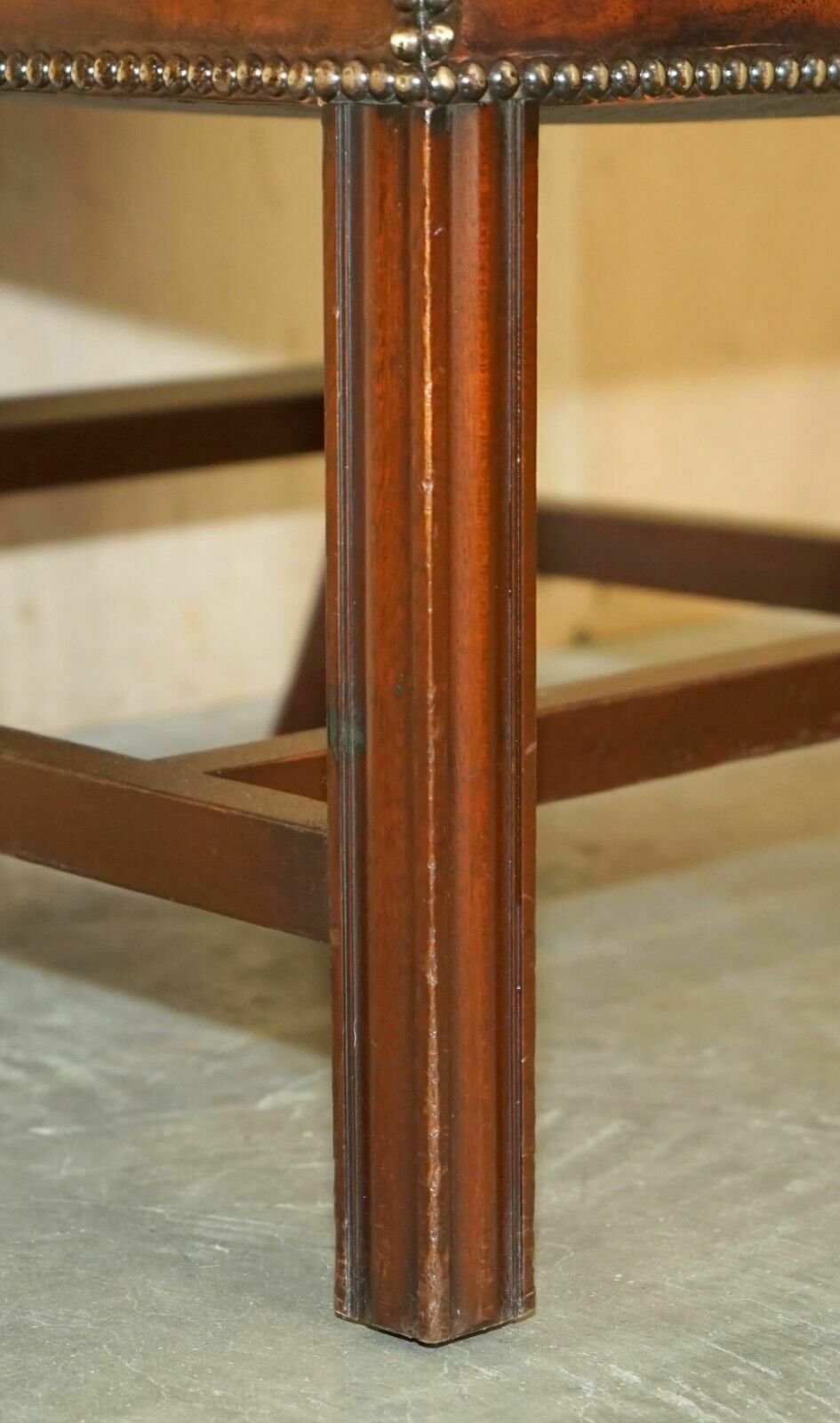 photo buy Antique Restored Gainsborough Hand Dyed Whisky Brown Leather Office Desk Chair