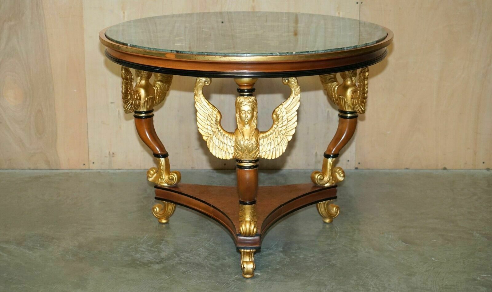 Vintage Egyptian Revival Sphinx Giltwood & Marble Centre Occasional Table photo furniture