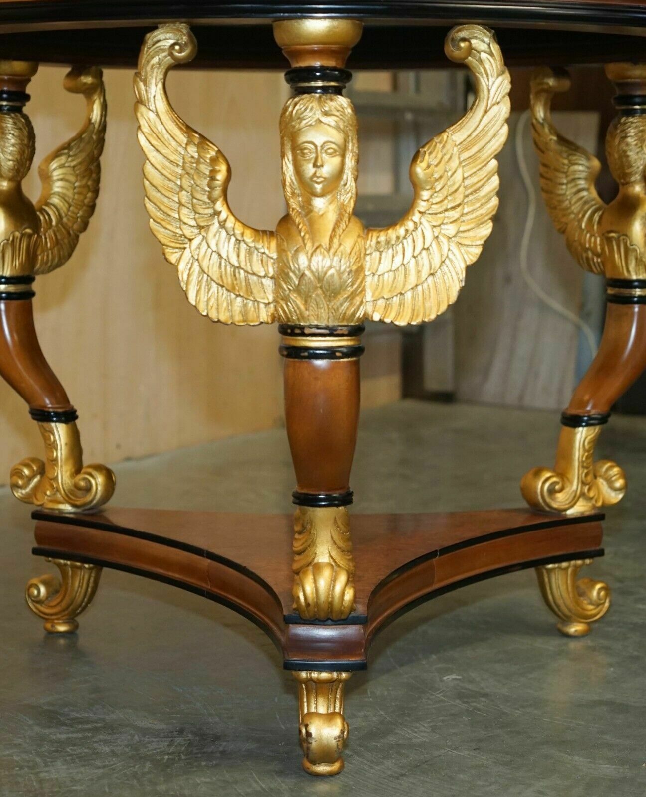 Vintage Egyptian Revival Sphinx Giltwood & Marble Centre Occasional Table photo buy