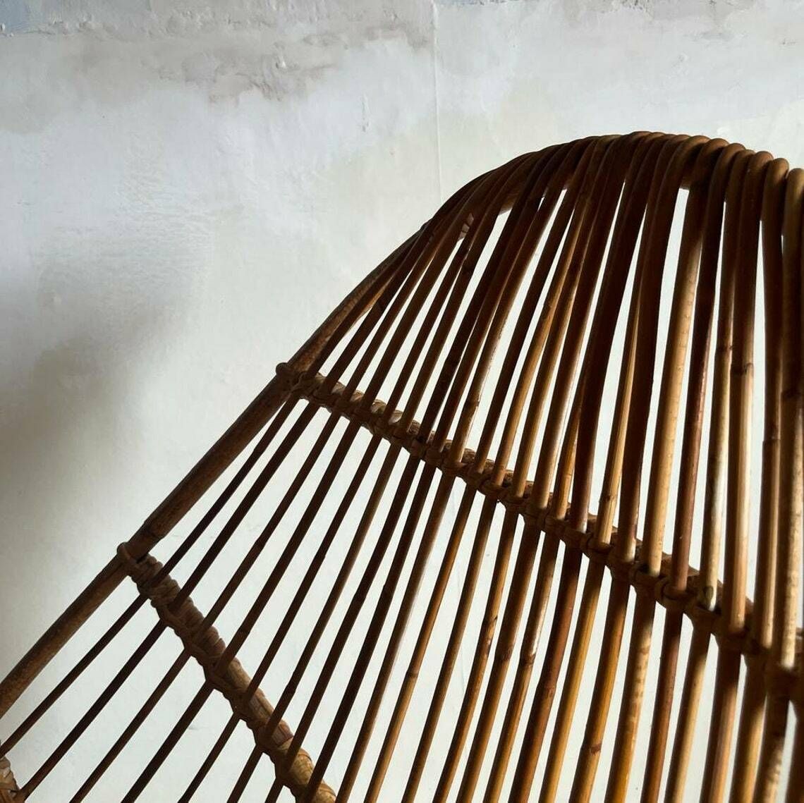 Italian Bamboo High Backed Rocking Chair With Black Frame photo vinterior