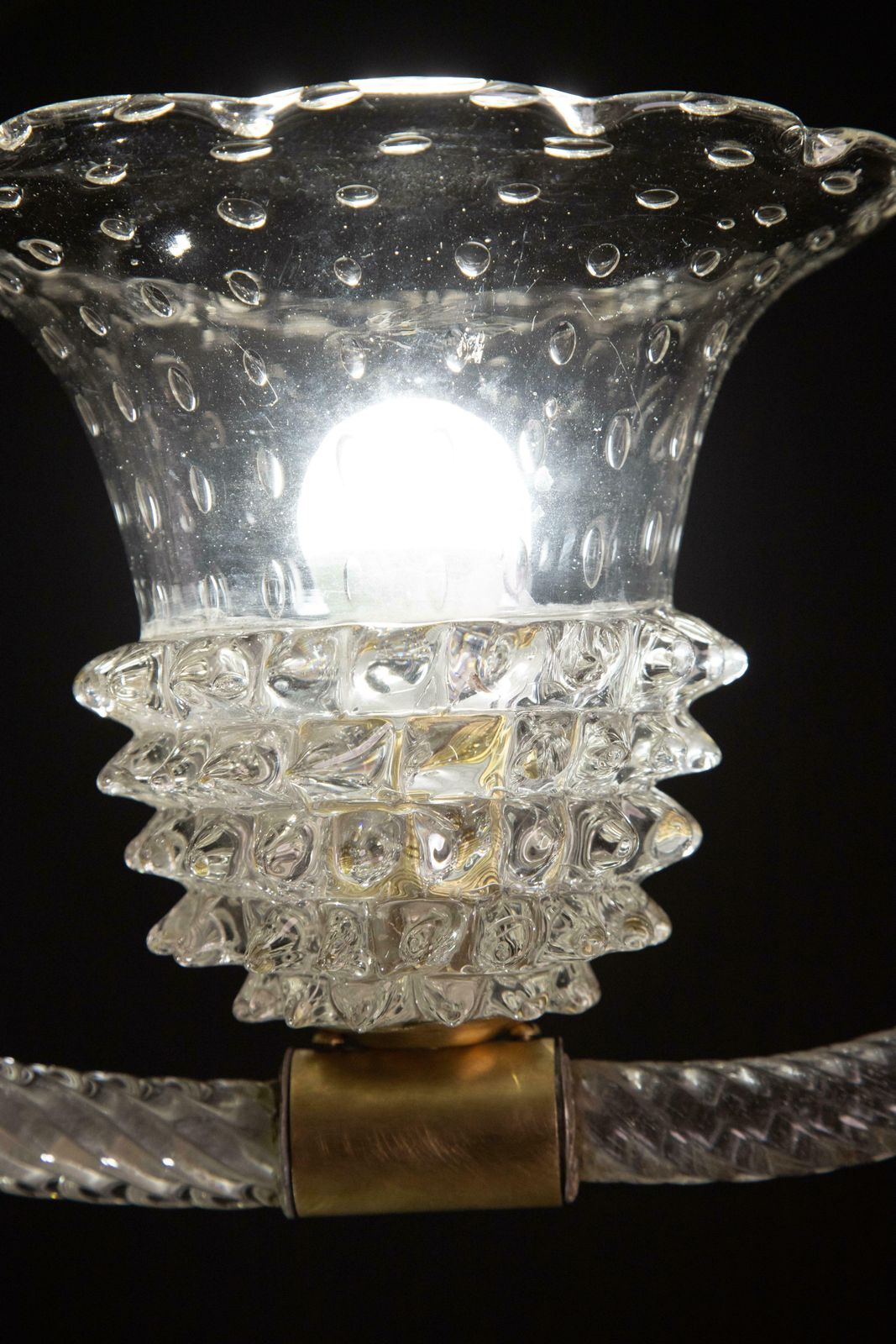 Lighting Art Decò Ercole Barovier Chandelier Rostrato And Bullicante Murano Glass, 1940s photo