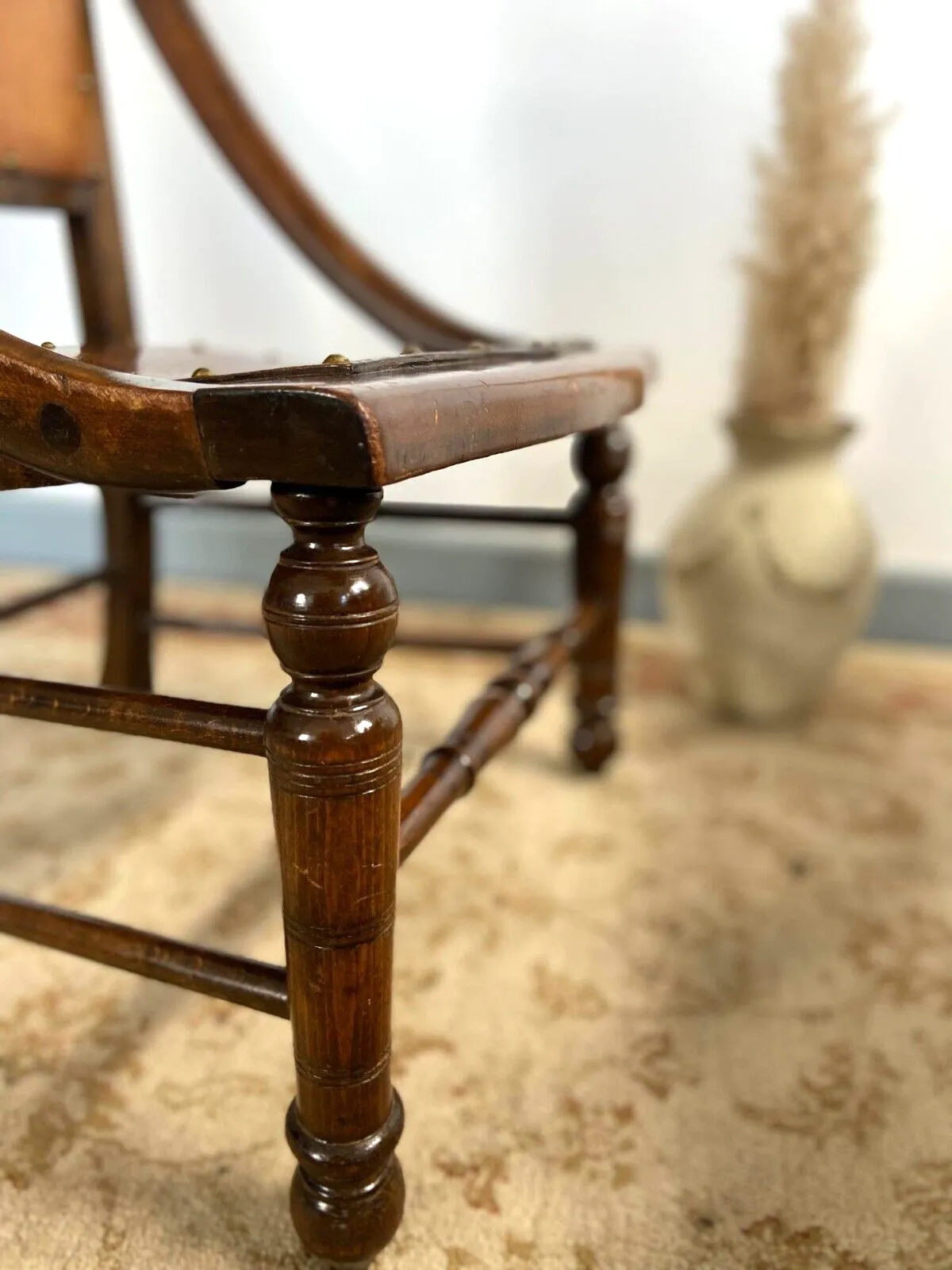 Antique Early 20th Edvardiancentury Beech Floral Occasional Chair Made In Englad photo vintage