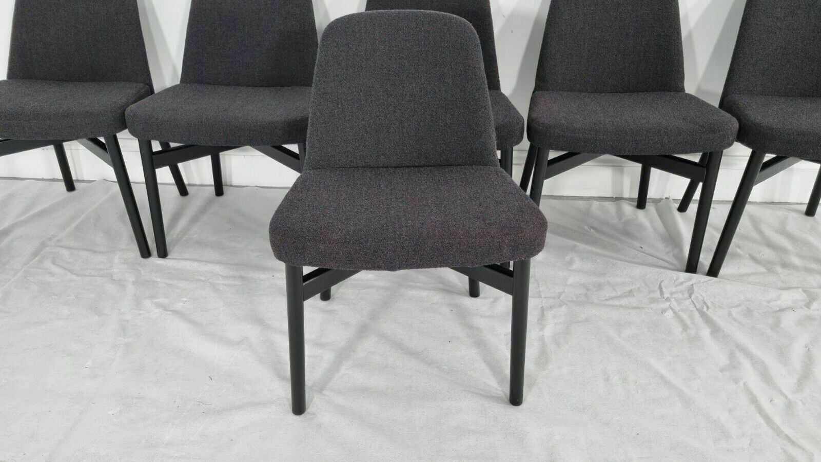 A Stunning Set Of 6 Knoll Studio Krusin 016 Chairs In A Charcoal Boucle Fabric photo buy