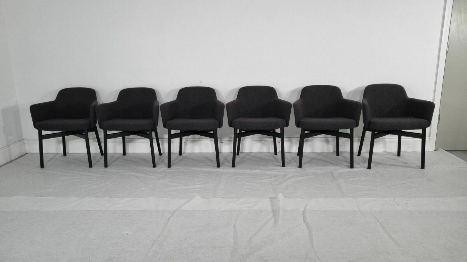 A Stunning Set Of 6 Knoll Studio Krusin 016 Armchairs In Dark Boucle Fabric photo furniture