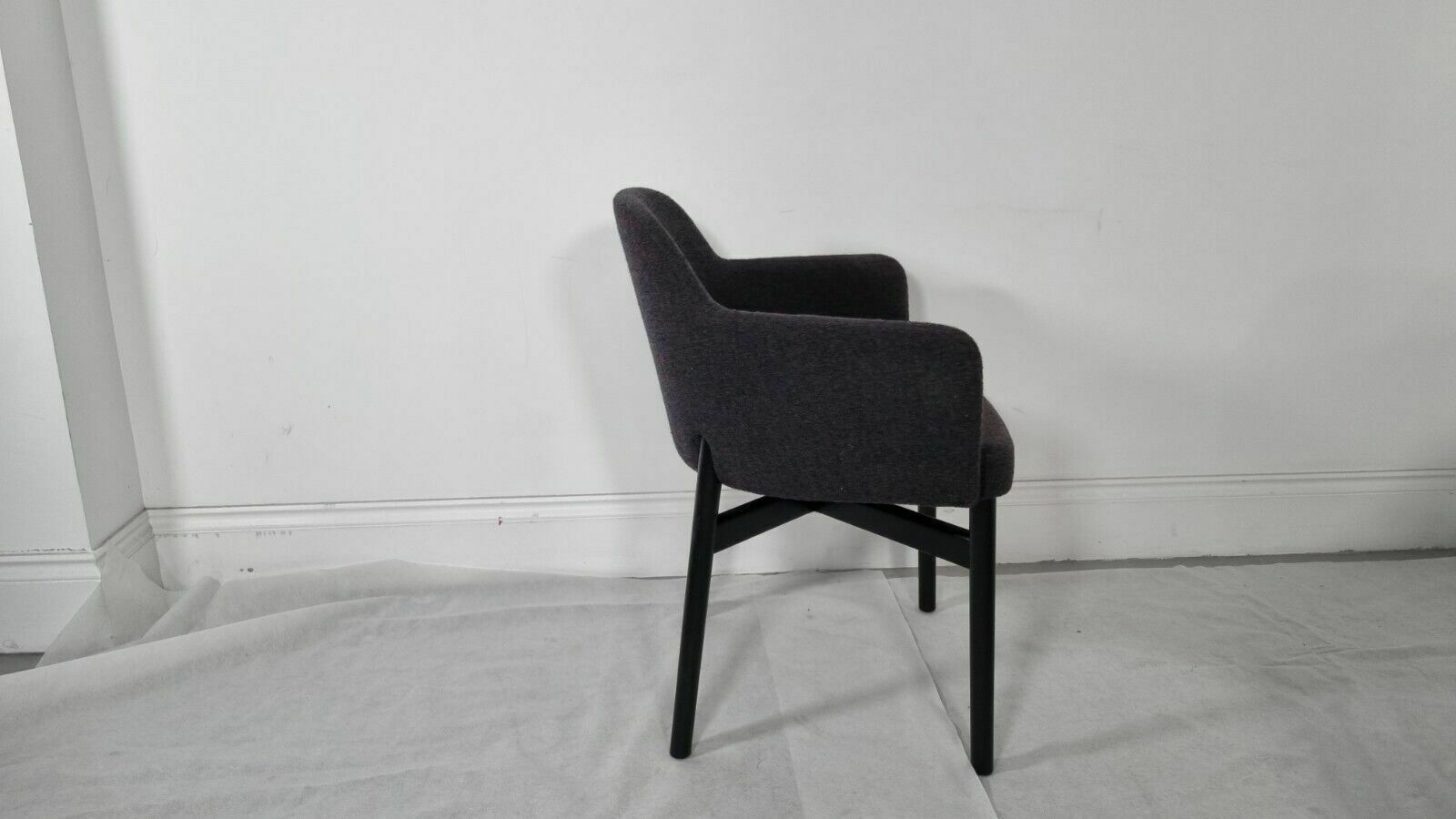 photo furniture A Stunning Set Of 2 Knoll Studio Krusin 016 Armchairs In Charcoal Boucle Fabric