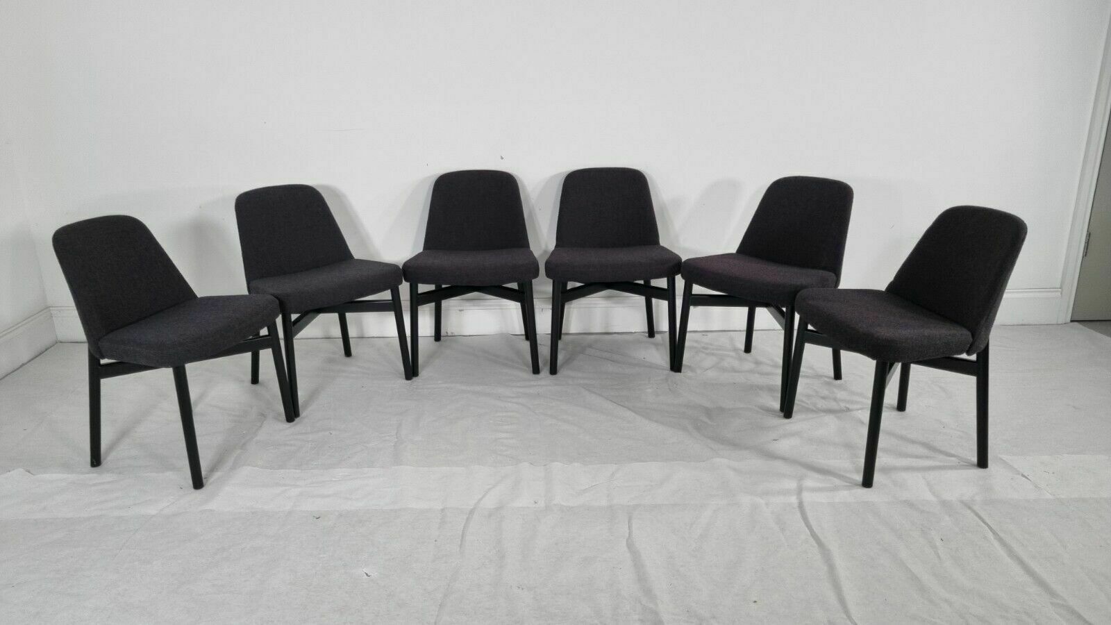 5280.0 A Stunning Set Of 6 Knoll Studio Krusin 016 Chairs In A Dark Boucle Fabric photo