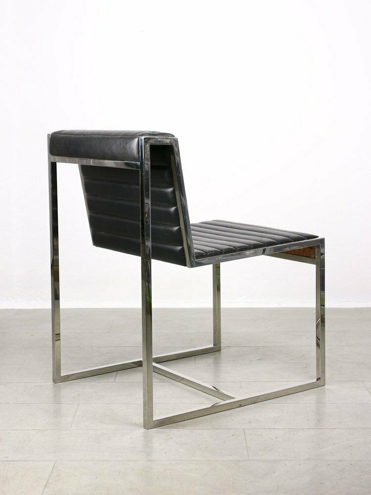 Vintage Bauhaus Black Chair In Chrome And Leatherette photo for sale