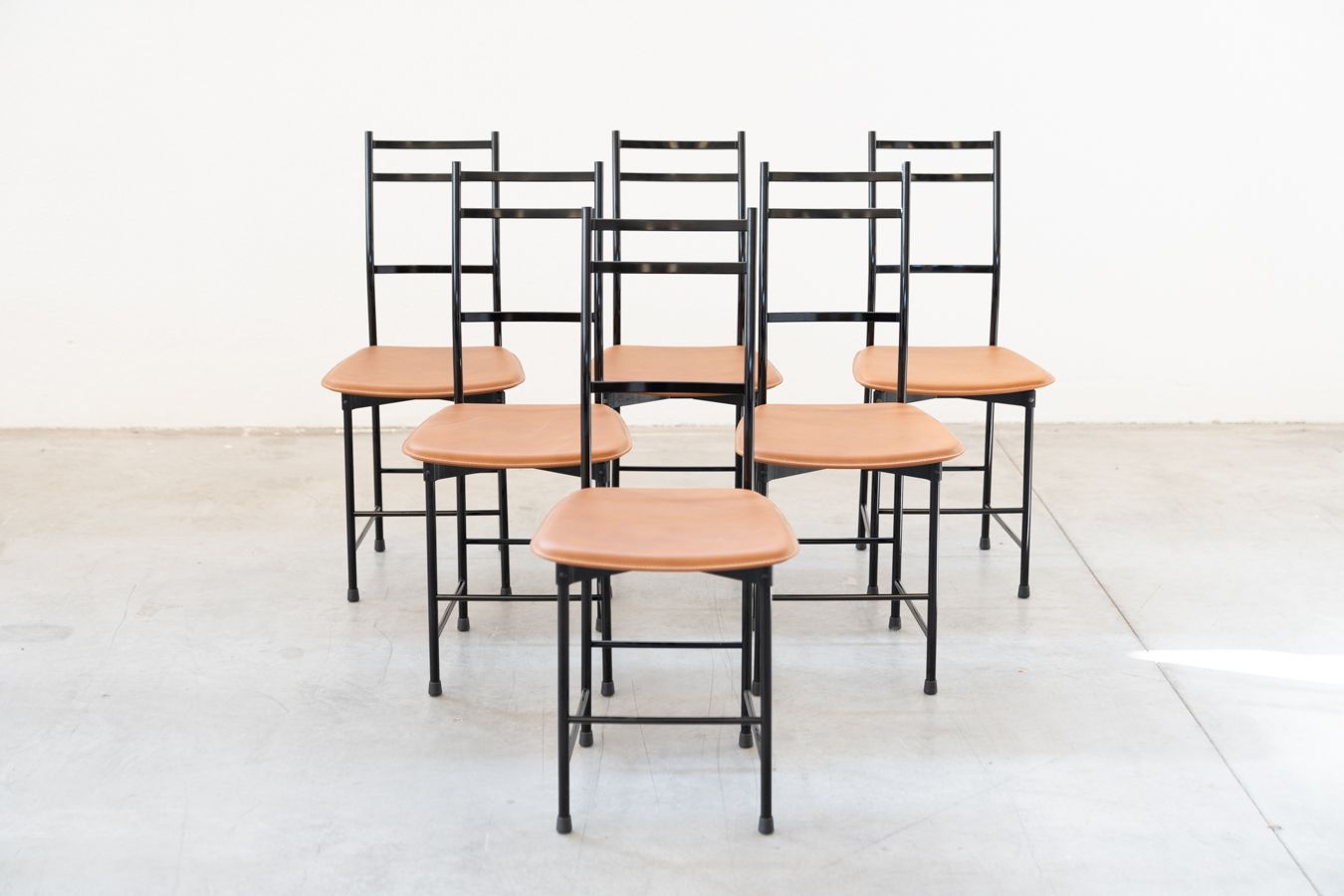 Brown Leather & Aluminum Dining Chairs From Ycami, 1980s, Set Of 6 photo 2400.0