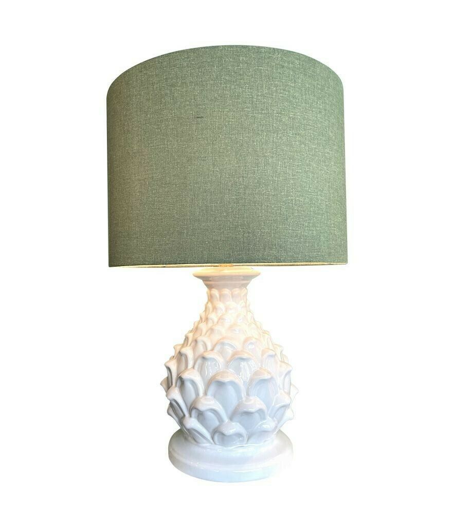 A Large Pair Of 1970s Italian Ceramic Artichoke Lamps With New Bespoke Shades photo vintage