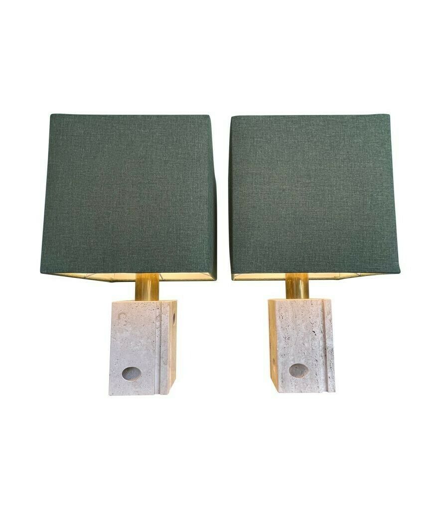 A Pair Of 1970s Sculptural Italian Travertine Lamps By Fratelli Mannelli photo furniture