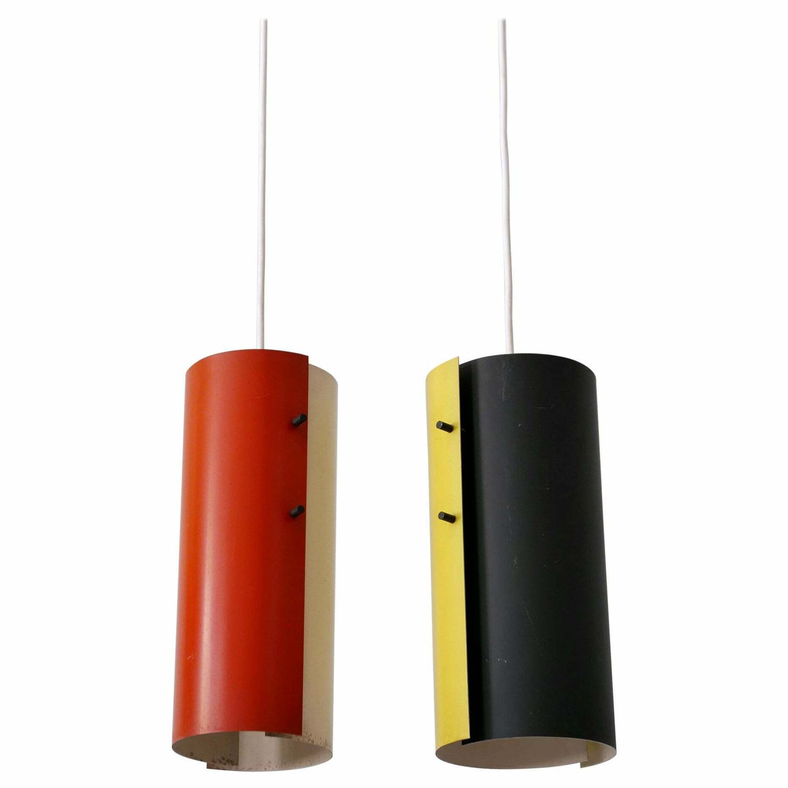 Lovely Midcentury Modern Bi Colour Pendant Lamps Or Hanging Lights Germany 1960s