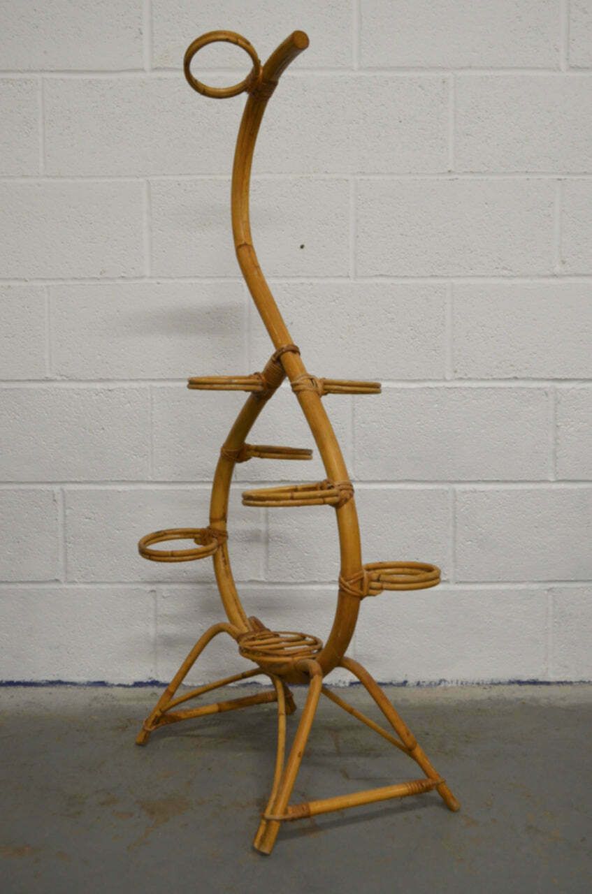 Vintage Rattan Plant Stand, 1970s