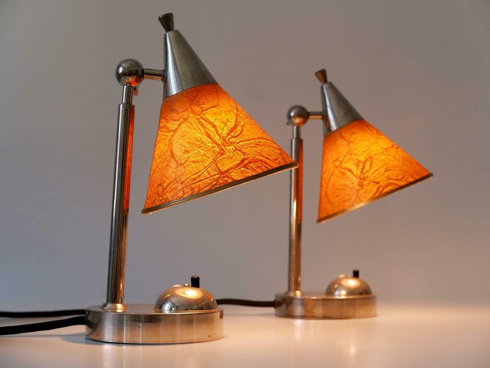 Set Of Two Rare Art Deco Bauhaus Bedside Table Lamps Or Sconces Germany 1920s photo vinterior