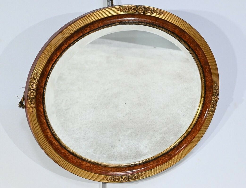 Oval Mirror In Golden Wood   Early 20th Century photo furniture