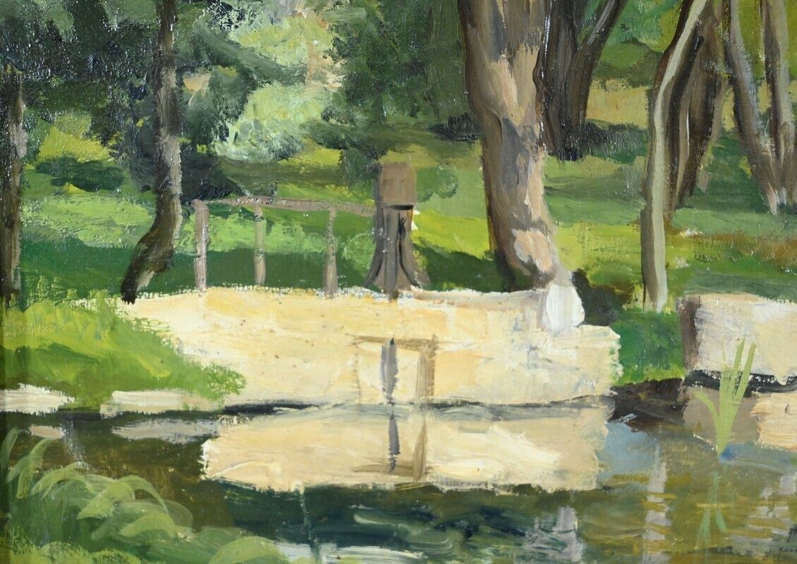 Oil Painting On Wood, Signed M.Cauvet – 1958 photo buy