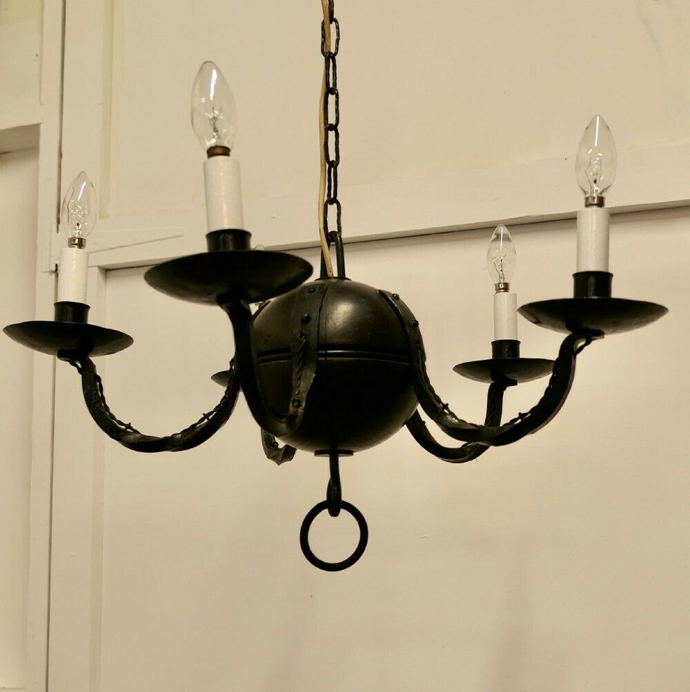 A Superb Gothic Iron And Wood Chandelier photo furniture