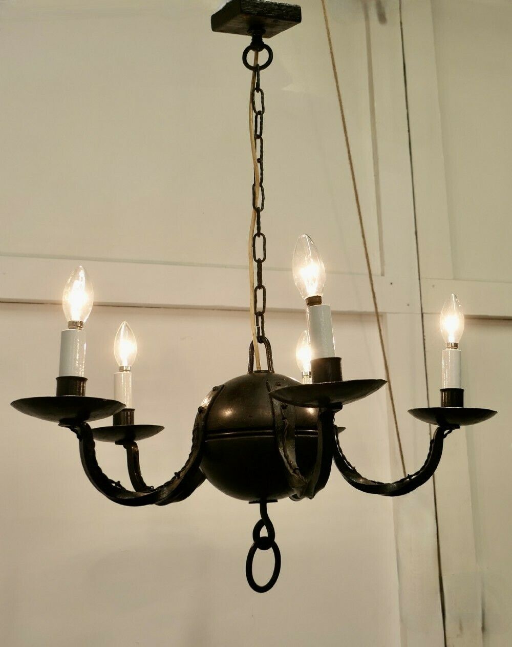 A Superb Gothic Iron And Wood Chandelier photo vinterior