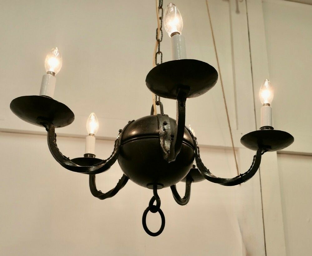 A Superb Gothic Iron And Wood Chandelier photo buy