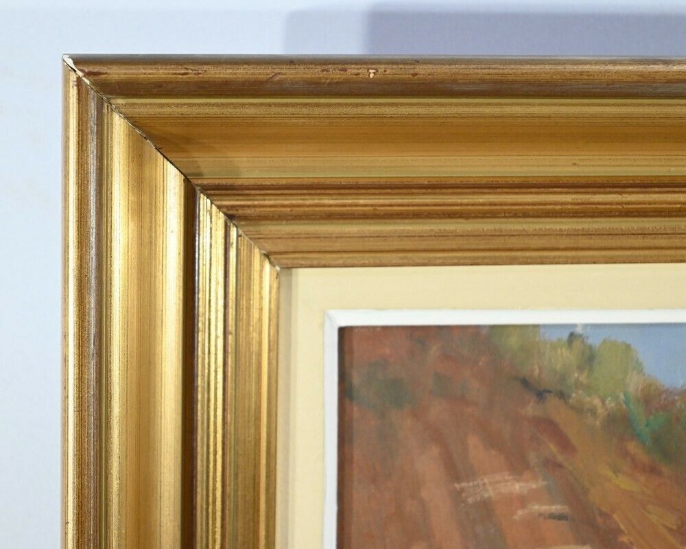 photo vinterior Oil On Wood “House In Brière”, Signed E.Gautier – 1955
