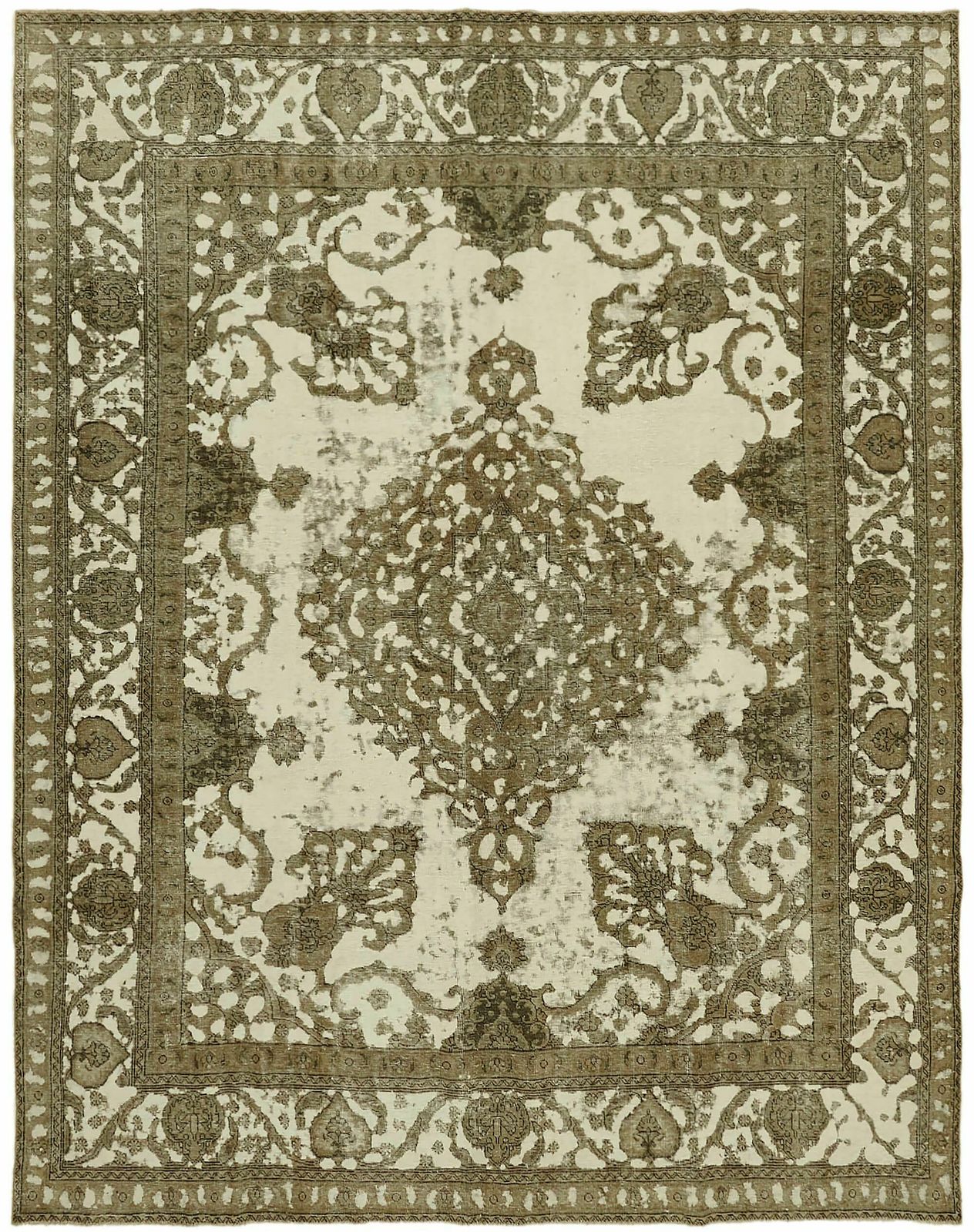 Handgemaakt Beige Vintage Groot Vloerkleed ( 365 x 290 cm )