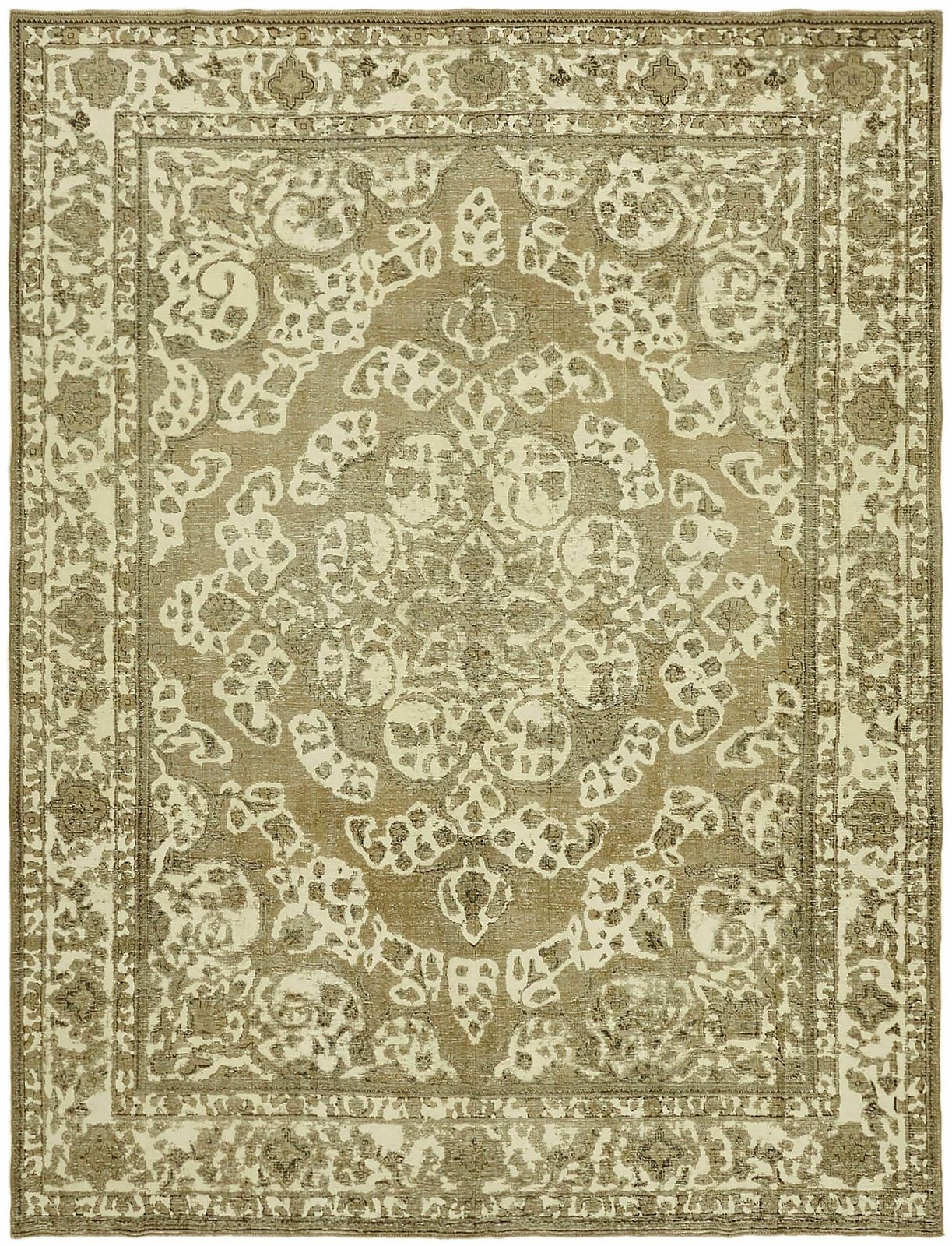 Handmade 1980's Beige Vintage Large Area Rug ( 374 X 286 Cm )