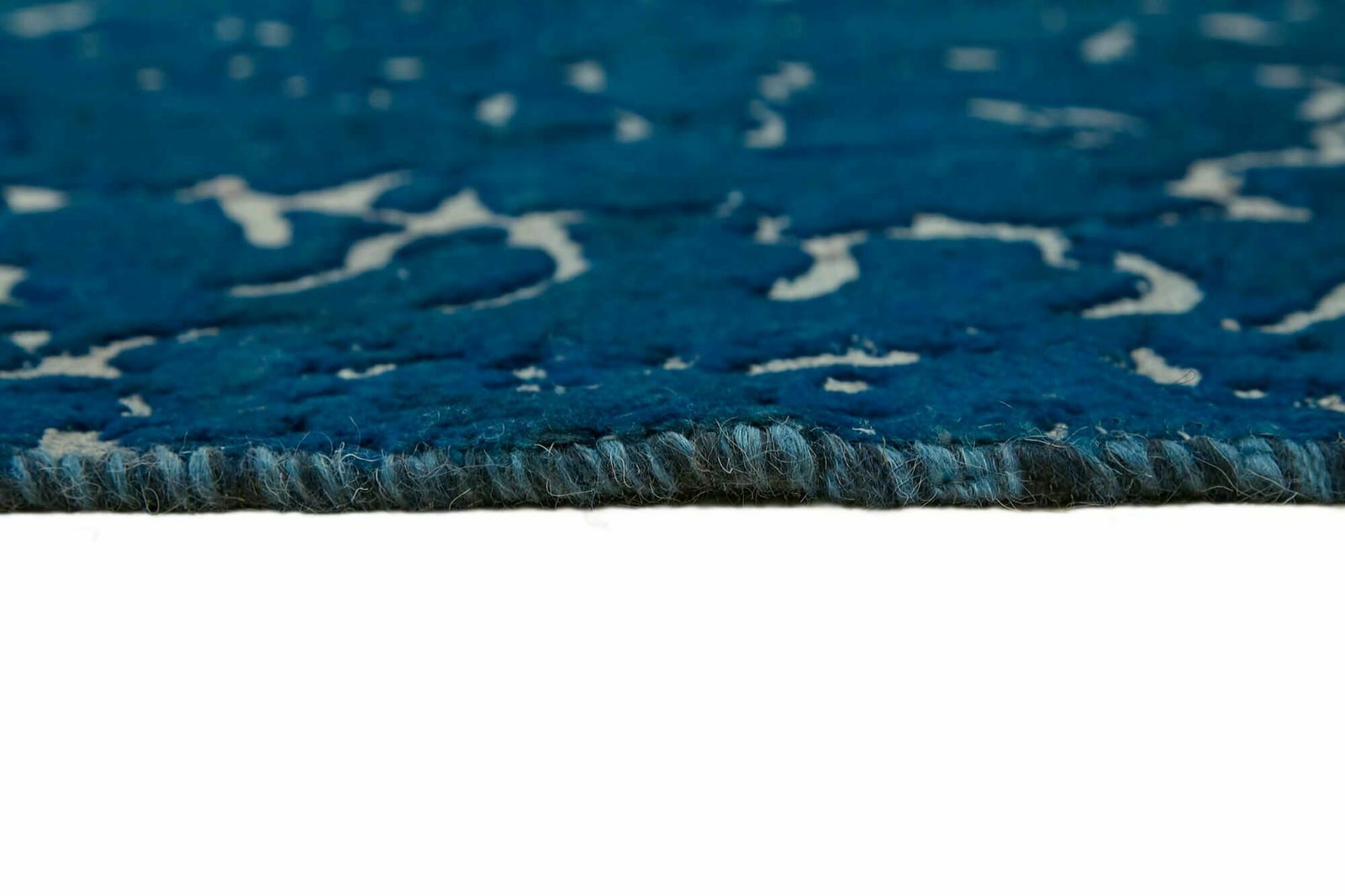 Grand tapis vintage fait main, bleu, années 1980 (302 x 180 cm) photo vintage