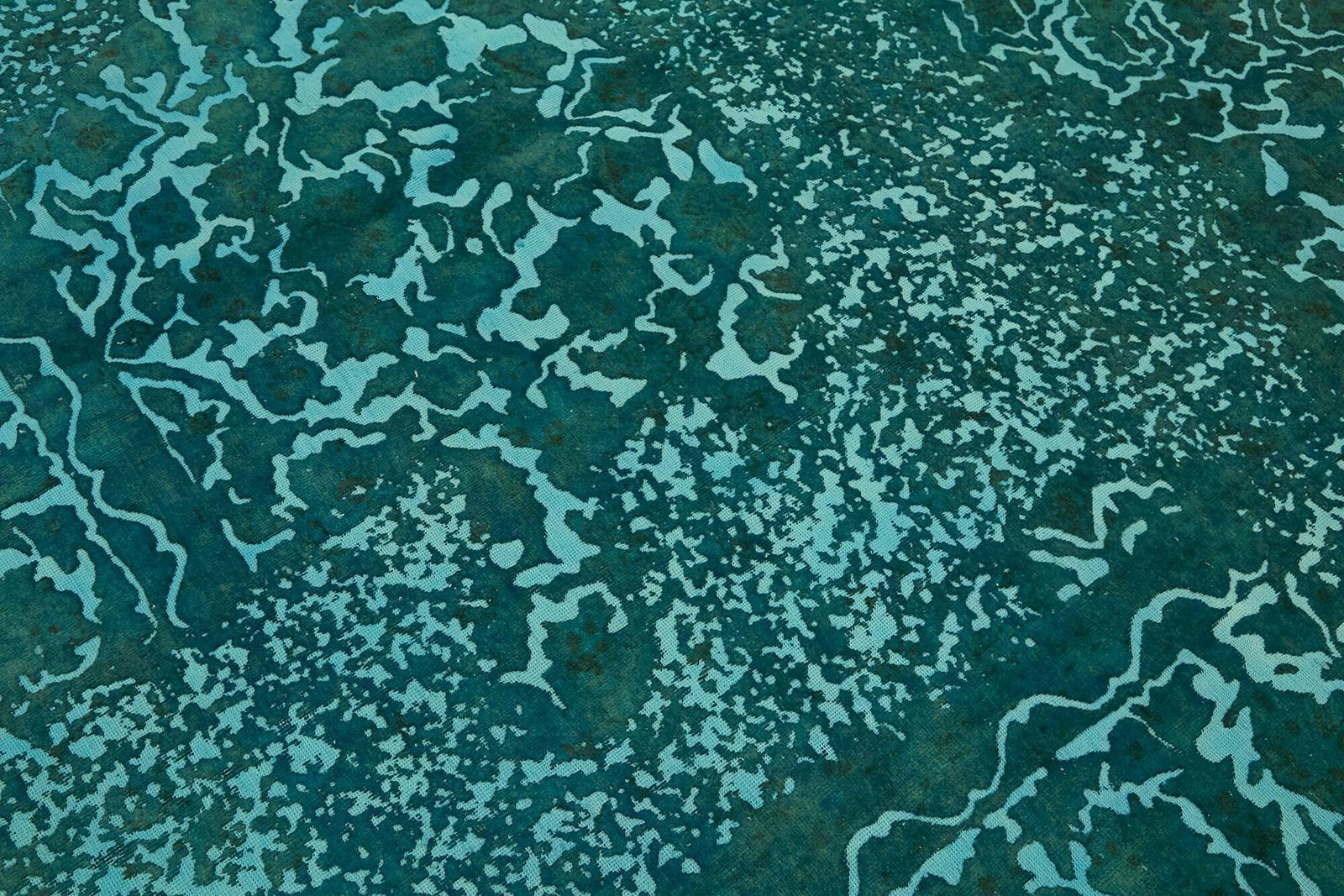 photo furniture Handmade Turquoise Over Dyed  1980's Large Area Rug ( 367 X 235 Cm )