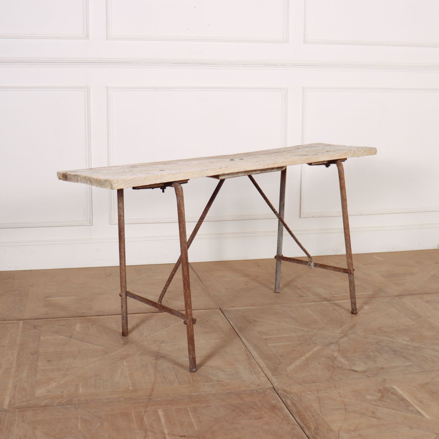 French Bleached Trestle Table, 1800s