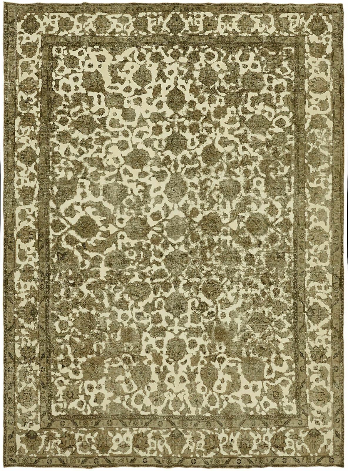 Handmade Decorative Beige Vintage Area Rug ( 398 X 298 Cm )