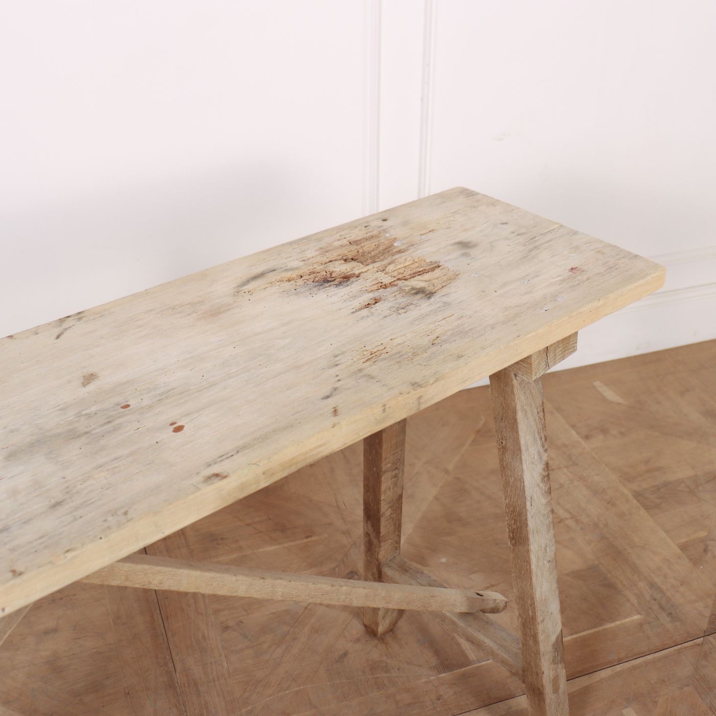 French Bleached Oak Trestle Table photo for sale