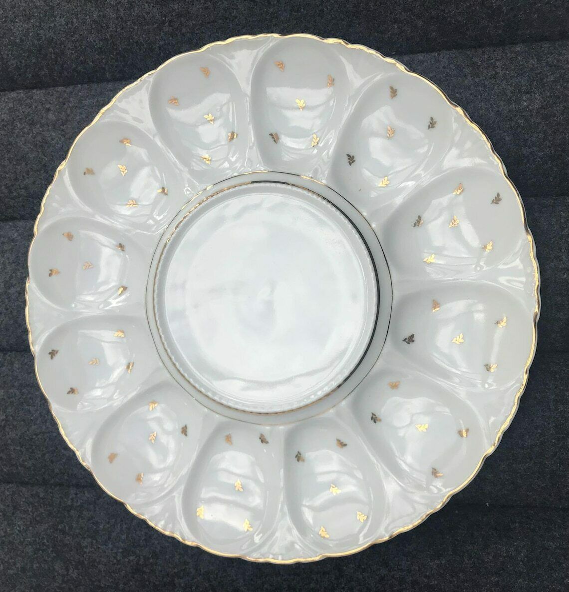 French Oyster Master Platter French Vintage Oysters Dish Golden Rim Gold Decor 1950s French Pottery Seashell Sea Food Platter Gift photo vintage