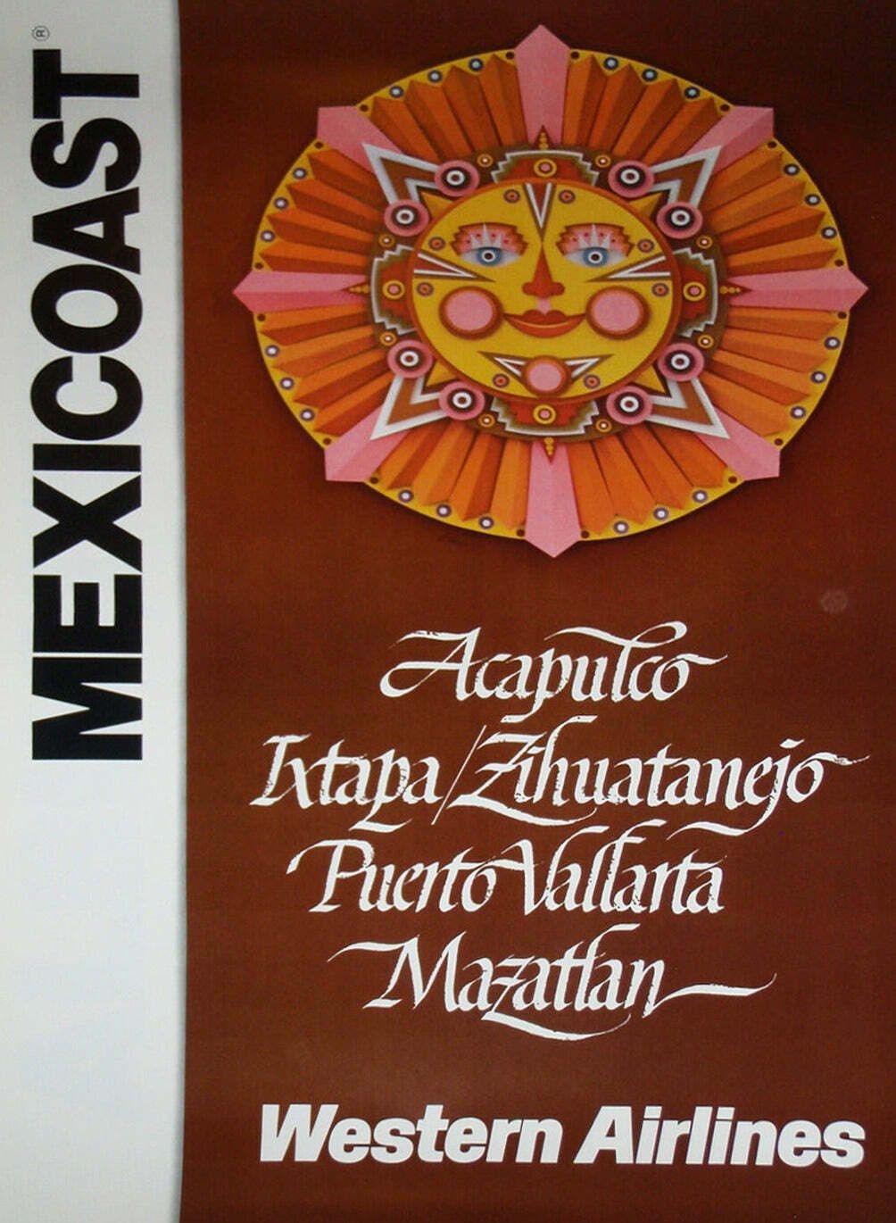Mexico Coast   Western Air Lines Original Vintage Poster
