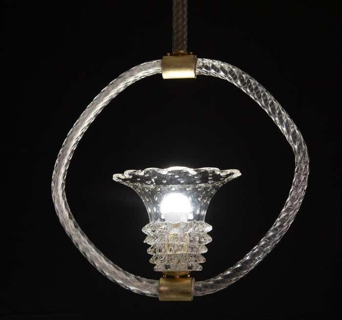 Lighting Rare Set Of 2 Art Decò Barovier Chandelier Rostrato And Bullicante Murano, 1940s photo