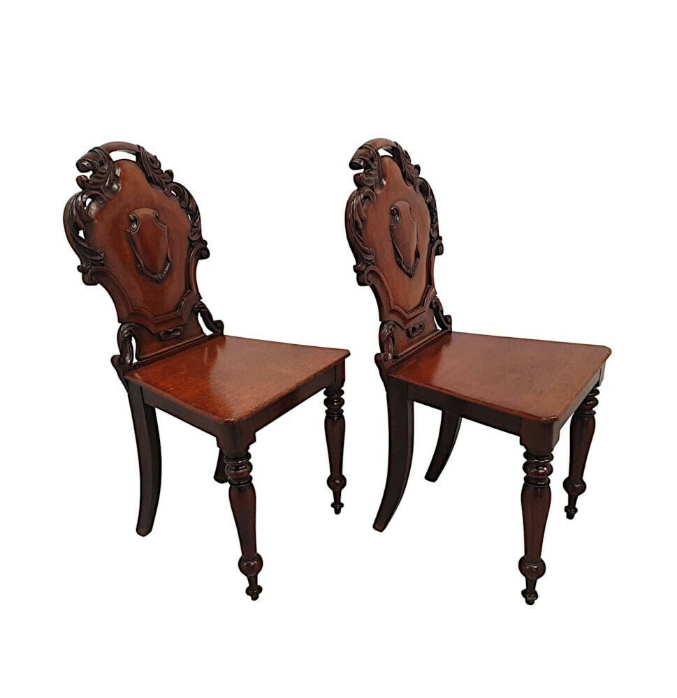 A Very Fine Pair Of 19th Century Hall Chairs photo furniture