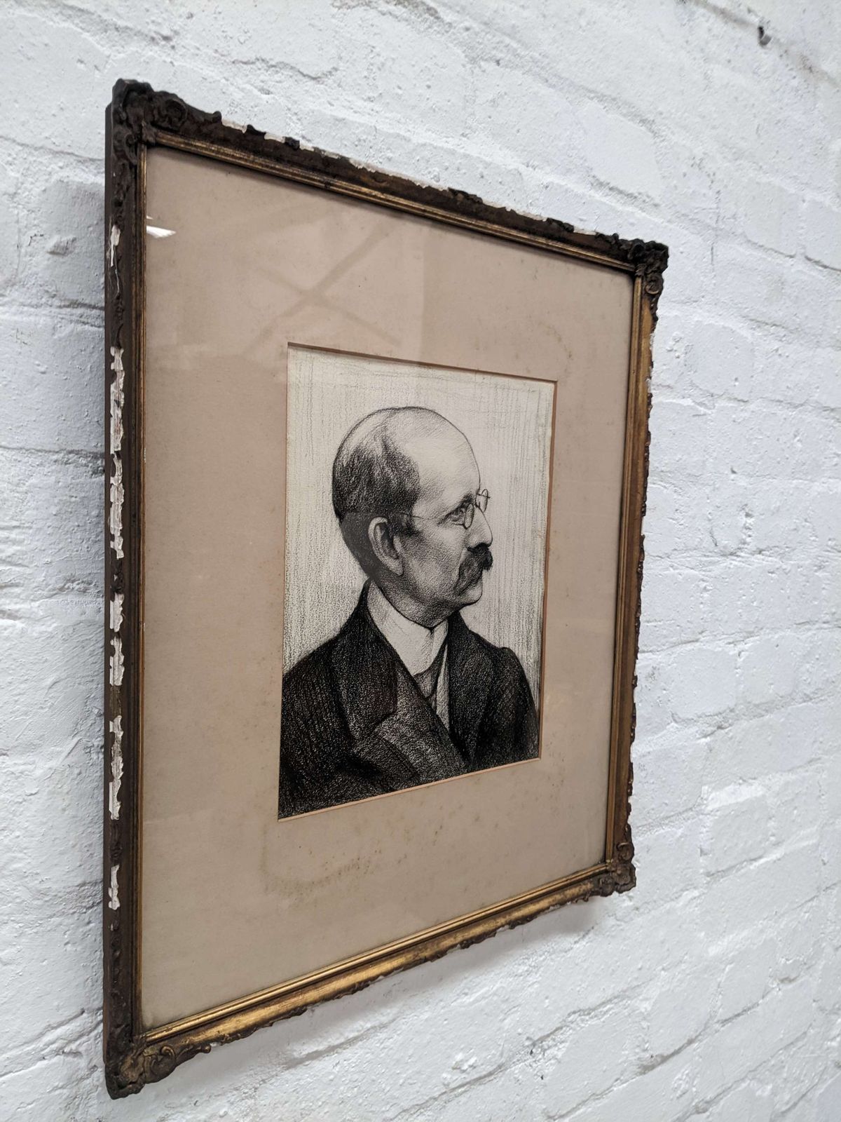 Gilt Framed Pencil Portrait Of A Victorian Gentleman photo Art