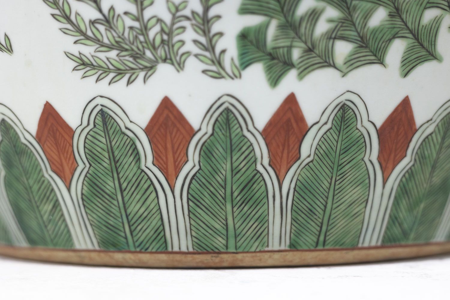 Pair Of Canton Porcelain Planters, Circa 1950 photo vintage