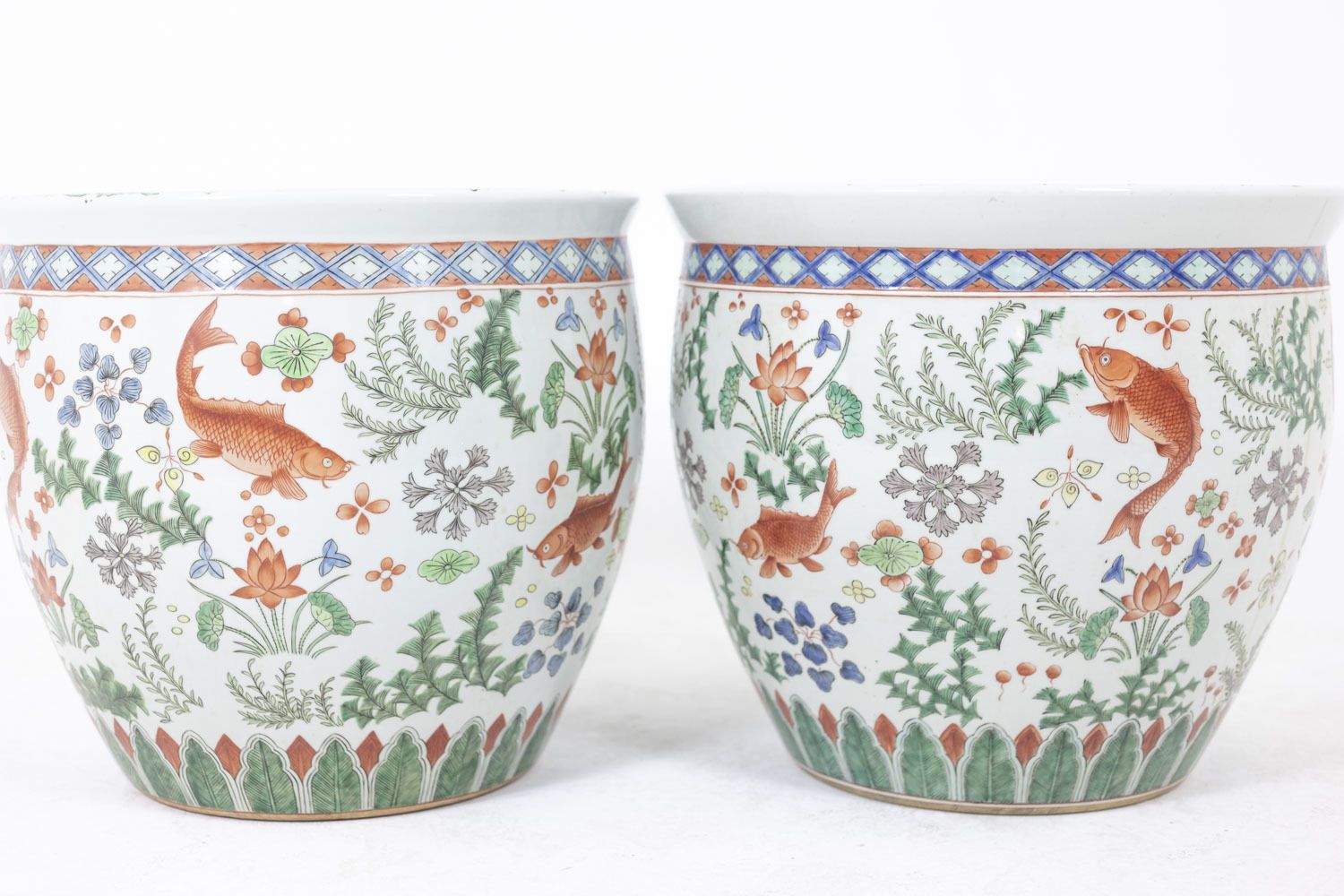 photo for sale Pair Of Canton Porcelain Planters, Circa 1950