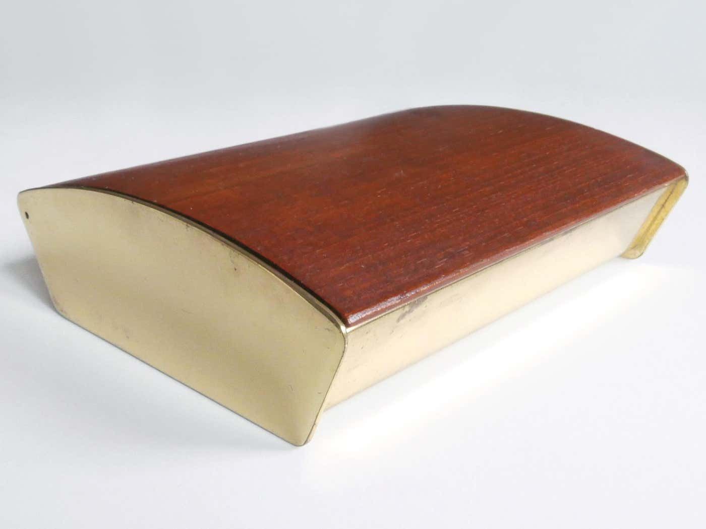 Rare Mid Century Modern Teak Cork & Brass Box By Carl Auböck Austria 1950s photo 1395.0