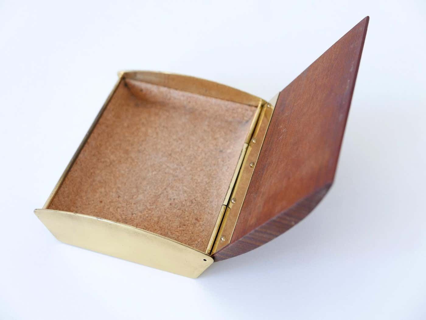 photo vintage Rare Mid Century Modern Teak Cork & Brass Box By Carl Auböck Austria 1950s